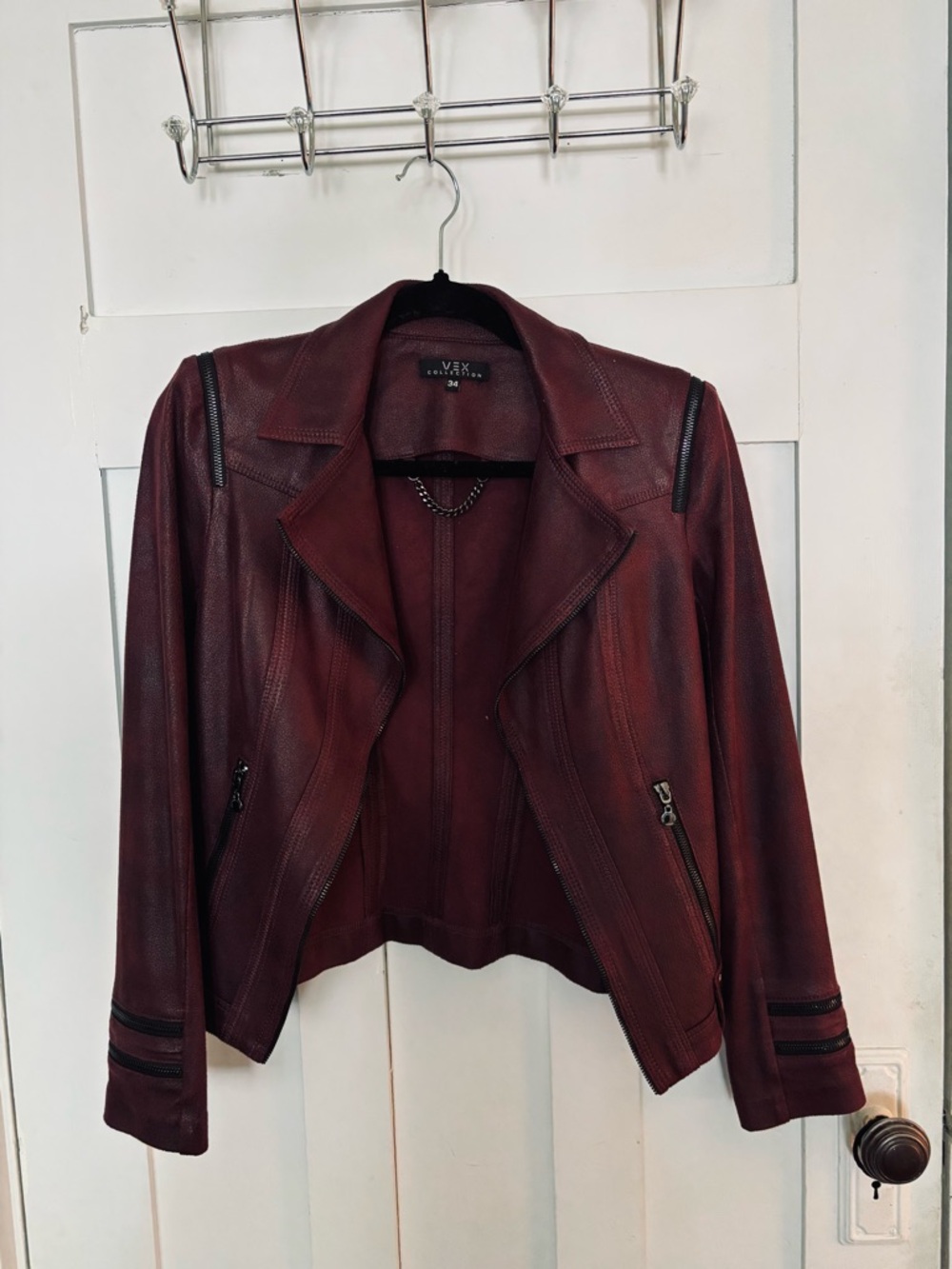 Vex Burgundy Moto Jacket | Ultra Luxurious. XS. Worn once. Like new.